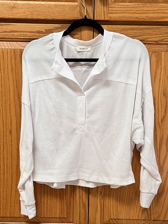 BUCKETLIST Tops - Bucketlist White Long-Sleeve Waffle Knit Pullover Top, GUC, Size S